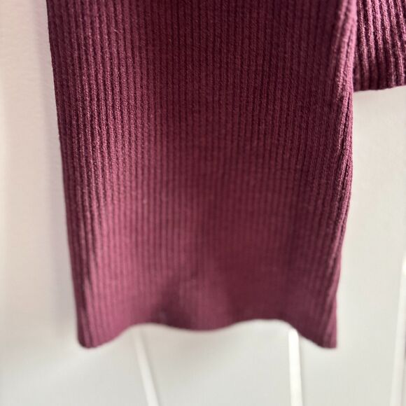 Hollister Size XXL Burgundy Rib Knit Square Neck Bell Sleeve Top LS Stretch #W - Picture 6 of 8